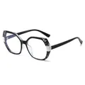 Montatura occhiali TR90 nera rettangolare con dettagli floreali in metallo per unisex - Montatura Nera con Motivo Tartarugato