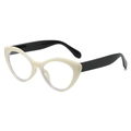 Cat-eye glasses with cream white front frame and black temples for a stylish look - Beige Frame