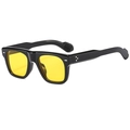 Retro square sunglasses with thick black frames, yellow lenses and metal arrow rivets - Glossy Black Frame Yellow Lens