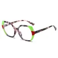 Occhiali TR90 rettangolari in tartaruga viola con dettagli in verde e rosso - Tartarugato Viola con Dettagli Verdi