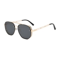 Steampunk sunglasses with gold metal frames and unique side shields on a white background - Gold Frame Black Grey