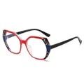 Occhiali TR90 rettangolari in rosso vibrante con sfumature a tartaruga - Montatura Rossa con Motivo Tartarugato