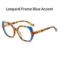Rectangular TR90 eyeglasses featuring a leopard tortoiseshell frame with blue accents - Leopard Print Frame with Blue Accents