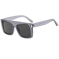 Square frame retro sunglasses for men with transparent purple frames and dark grey lenses - Smoke Gray