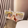 Square party glasses with white pearls, colorful beads and Birthday Girl letters - Standard (Incl. 13% Tax) Transparent Frame / Clear Lens
