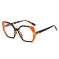 TR90 rectangular glasses with leopard print frame and vibrant orange accents - Leopard Print Frame with Orange Accents