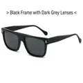 Lunettes de soleil noires classiques avec verres polarisés gris et rivets argentés - Monture Noire Verres Noir Gris