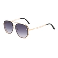 Steampunk pilot sunglasses with gold hollow mesh frames and purple gradient lenses - Gold Frame Gradient Gray Lens