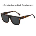 Lunettes de soleil rétro en écaille de tortue avec monture plate et verres gris - Monture Léopard Verres Gris Noir