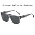 Lunettes de soleil polarisées vintage pour hommes avec monture grise transparente - Monture Gris Transparent Verre Gris