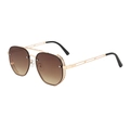 Steampunk aviator sunglasses with gold hollow mesh frames and brown gradient lenses - Gold Frame Gradient Tea Lens