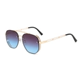Steampunk aviator sunglasses with gold lattice frames and purple-blue gradient lenses - Gold Frame Purple Blue Lens