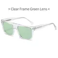 Lunettes de soleil rectangulaires avec monture transparente et verres verts - Monture Transparente Verres Verts
