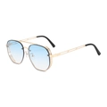 Steampunk gold metal aviator sunglasses with light blue gradient lenses and hollowed side grill - Gold Frame Gradient Blue Lens