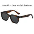 Classic square tortoise shell sunglasses with leopard pattern and dark grey TAC lenses - Leopard Frame Black Grey Lens