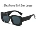 Retro oversized square sunglasses in high-gloss black frame with dark grey lenses - Black Frame Black Grey Lens
