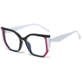 Cat eye TR90 glasses frame in vibrant black, pink, and white color block design - Black White Red Triple Contrast Frame (White Leg)
