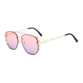 Steampunk sunglasses with gold metal frame, gradient pink lenses and woven side shields - Gold Frame Gradient Pink Lens