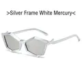 Schicke polygonale Sonnenbrille mit Silberrahmen und verspiegelten Gläsern für Damen - Normal / Silberner Rahmen Weiße Spiegelgläser