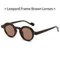 Retro small round sunglasses with leopard print frames and brown tinted lenses - Leopard Frame / Tea Lens