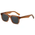Square acetate sunglasses with transparent tea frame and dark grey TAC lenses - Transparent Tea Frame Black Grey Lens