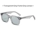 Quadratische transparente graue Acetat-Sonnenbrille mit grauen TAC-Gläsern - Normal / Standard (inkl. 13 % MwSt.) transparenter grauer Rahmen & graue Gläser