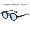 Retro small round sunglasses with black chunky frame and light blue lenses for unisex wear - Regular / Regular (Incl. 13% VAT) Regular (Incl. 13% VAT) Black Frame, Blue Lenses
