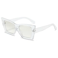 Modern oversized cat-eye sunglasses with transparent thick square frames for a trendy look - Transparent Frame Light Silver Lens
