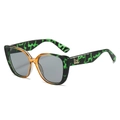 Lunettes de soleil œil de chat, monture marbrée verte, pont ambre et verres gris - Standard / Monture Jaune Marbre Vert Verres Gris Clair