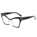 Cat eye glasses frame with black and transparent contrast and silver rivets decoration - Black Frame