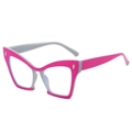 Cat eye glasses frames in hot pink and grey with silver rivets for a trendy look - Rose Red Frame