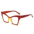 Modern cat eye glasses frame with red orange gradient and stylish rivet accents - Wine Red Frame