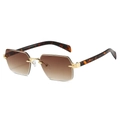 Frameless retro rectangle sunglasses with brown gradient lenses and gold metal details - Regular / Standard (incl. 13% Invoice) Gold Frame, Gradient Brown Lens