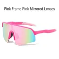 Pink frame sports sunglasses with pink mirrored lenses for outdoor cycling and running - Pink Frame Pink Mirrored Lens