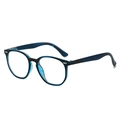 Occhiali da lettura ovali blu traslucidi con cerniere a molla in argento - +1.00 Diottria / Blu