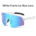 Outdoor sports sunglasses with white frame and ice blue mirrored polarized lenses - White Frame Ice Blue Lens