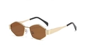 Chic vintage rhombus metal sunglasses with gold frame and trendy brown lenses - Gold Frame Black Temples Brown Lens