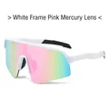 Outdoor sports cycling sunglasses with white frame and pink mirrored gradient lenses - White Frame Pink Mirror Lens