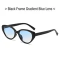 Retro cat-eye sunglasses with black frame and blue gradient lenses for a stylish look - Regular / Black Frame Gradient Blue Lens