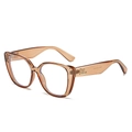 Occhiali cat-eye alla moda con montatura ambra tartarugata e logo dorato sulle aste - Montatura Champagne