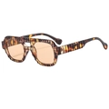Vintage double-bridge tortoiseshell sunglasses with vertical stripes and orange lenses - Demi Frame Light Tea Lens
