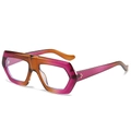 Occhiali da sole esagonali oversize con montatura sfumata da arancione a magenta - Montatura Sfumata Arancio Magenta Lente Trasparente