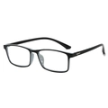 Lightweight TR90 rectangular reading glasses in classic black frame with anti-blue light lens - +1.00 Diopters / Black Outside White Inside