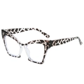 Cat eye glasses featuring striking black and white zebra pattern with silver rivets - Tortoise Frame