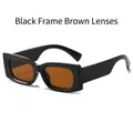 Vintage rectangle sunglasses with black frame and brown lenses for a stylish street look - Black Frame Tea Lens