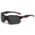 Occhiali da sole sportivi polarizzati da uomo con mezza montatura neri e rossi per corsa - Regolare / Montatura Nero Rosso Lente Grigia