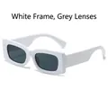 Retro small square sunglasses with thick white frame and dark grey lenses for street style - White Frame Dark Grey Lens