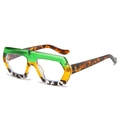 Occhiali da sole flat top con sfumatura verde giallo e montatura tartarugata - Montatura Sfumata Tartarugata Verde Lente Bianca
