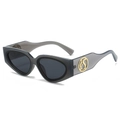 Translucent grey square frame sunglasses with black lenses and gold S-logo detail - Regular / Black Frame Grey Lens