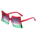 Oversized square sunglasses with red and green gradient frame and purple lenses - Regular / Red-Green Gradient Frame Double Gray Lens
